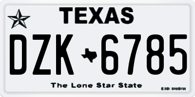 TX license plate DZK6785