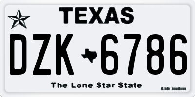 TX license plate DZK6786