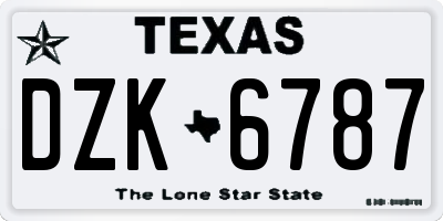 TX license plate DZK6787