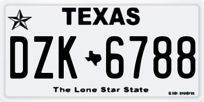 TX license plate DZK6788