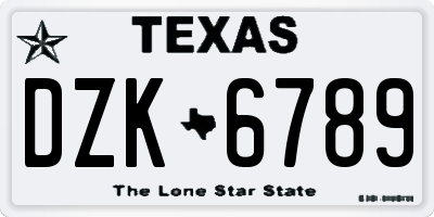 TX license plate DZK6789