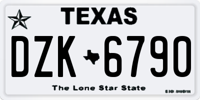 TX license plate DZK6790