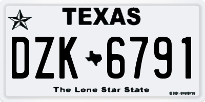 TX license plate DZK6791