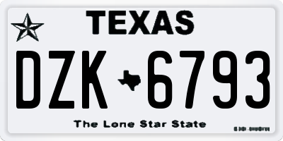 TX license plate DZK6793