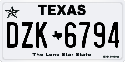 TX license plate DZK6794