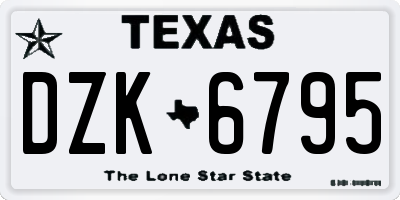 TX license plate DZK6795