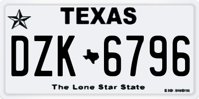 TX license plate DZK6796