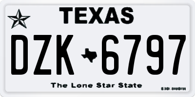 TX license plate DZK6797