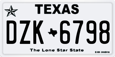 TX license plate DZK6798