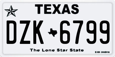 TX license plate DZK6799