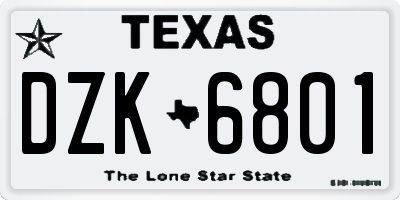 TX license plate DZK6801