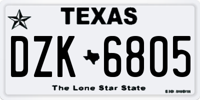TX license plate DZK6805