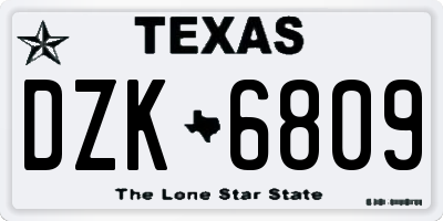 TX license plate DZK6809