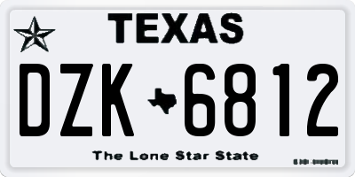 TX license plate DZK6812