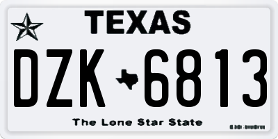 TX license plate DZK6813