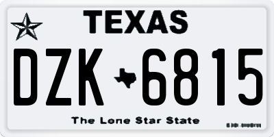 TX license plate DZK6815