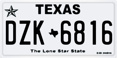 TX license plate DZK6816