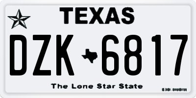 TX license plate DZK6817