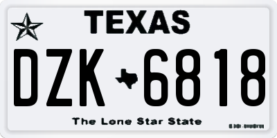 TX license plate DZK6818