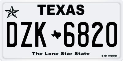 TX license plate DZK6820