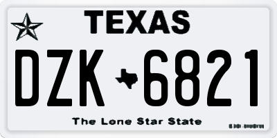 TX license plate DZK6821
