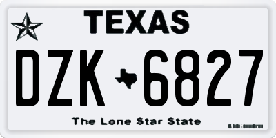 TX license plate DZK6827
