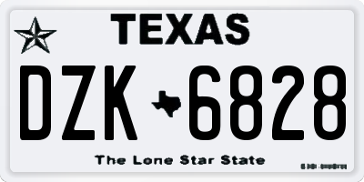 TX license plate DZK6828