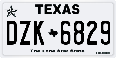 TX license plate DZK6829