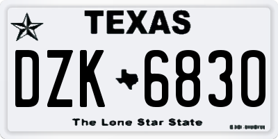 TX license plate DZK6830