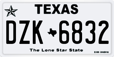 TX license plate DZK6832