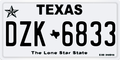 TX license plate DZK6833