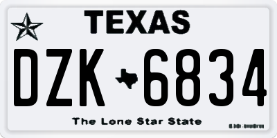 TX license plate DZK6834