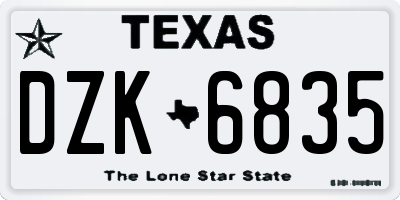 TX license plate DZK6835