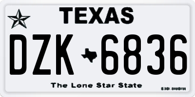 TX license plate DZK6836