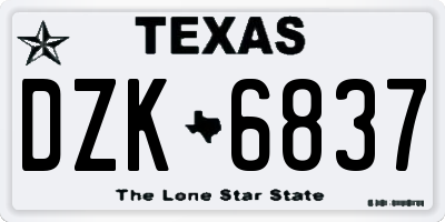TX license plate DZK6837