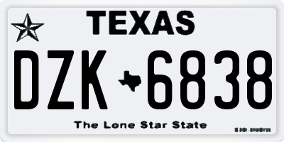 TX license plate DZK6838