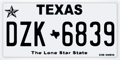 TX license plate DZK6839
