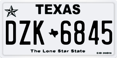 TX license plate DZK6845