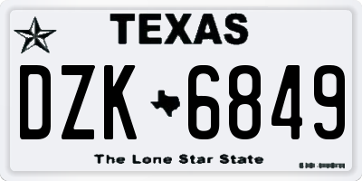 TX license plate DZK6849