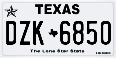 TX license plate DZK6850