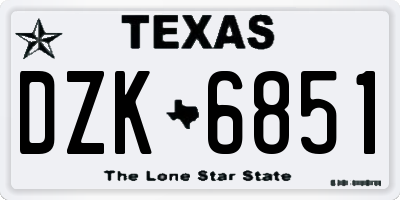 TX license plate DZK6851