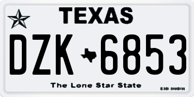 TX license plate DZK6853