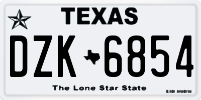 TX license plate DZK6854