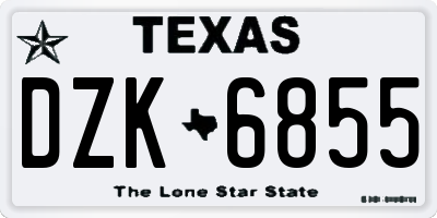TX license plate DZK6855