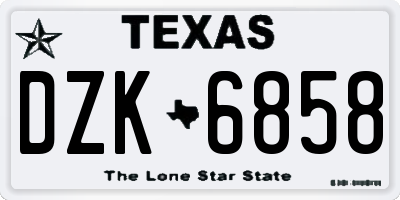 TX license plate DZK6858