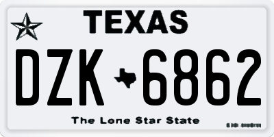 TX license plate DZK6862