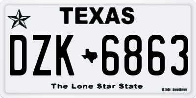 TX license plate DZK6863