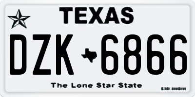 TX license plate DZK6866