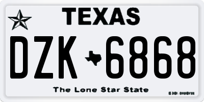TX license plate DZK6868