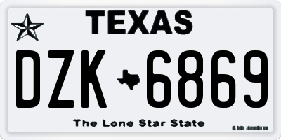 TX license plate DZK6869